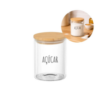 Potes Herméticos para Temperos de Vidro com Tampa de Bambu Personalizado 6x8