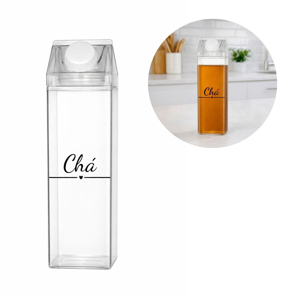 Garrafa Organizadora Transparente para Chá, Achocolatado, Suco ou Água 500ml