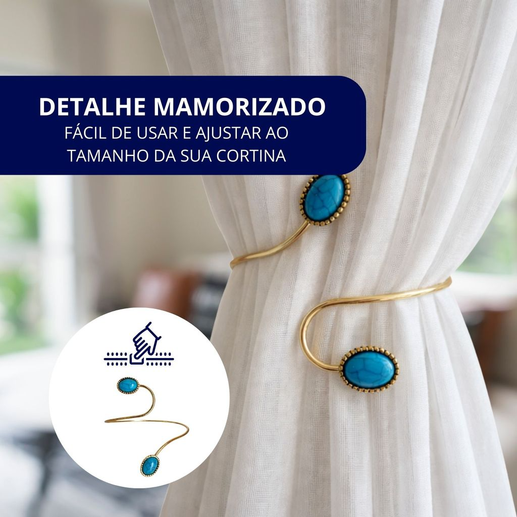 Kit 02 Prendedores de cortina decorativo Mármore Simples