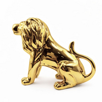 Enfeite Decorativo em Porcelana Leão Metalizado 13cm