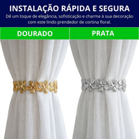 Kit 02 Prendedores de Cortina de Aço Floral