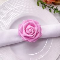 Kit com 4 Anel de Guardanapo + 4 Guardanapo  Oxford Rosas Delicadas