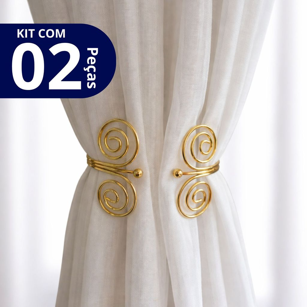 Kit 02 Prendedores de Cortina de Aço Espiral Elegante