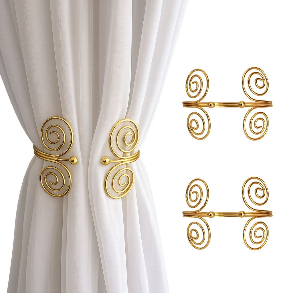 Kit 02 Prendedores de Cortina de Aço Espiral Elegante