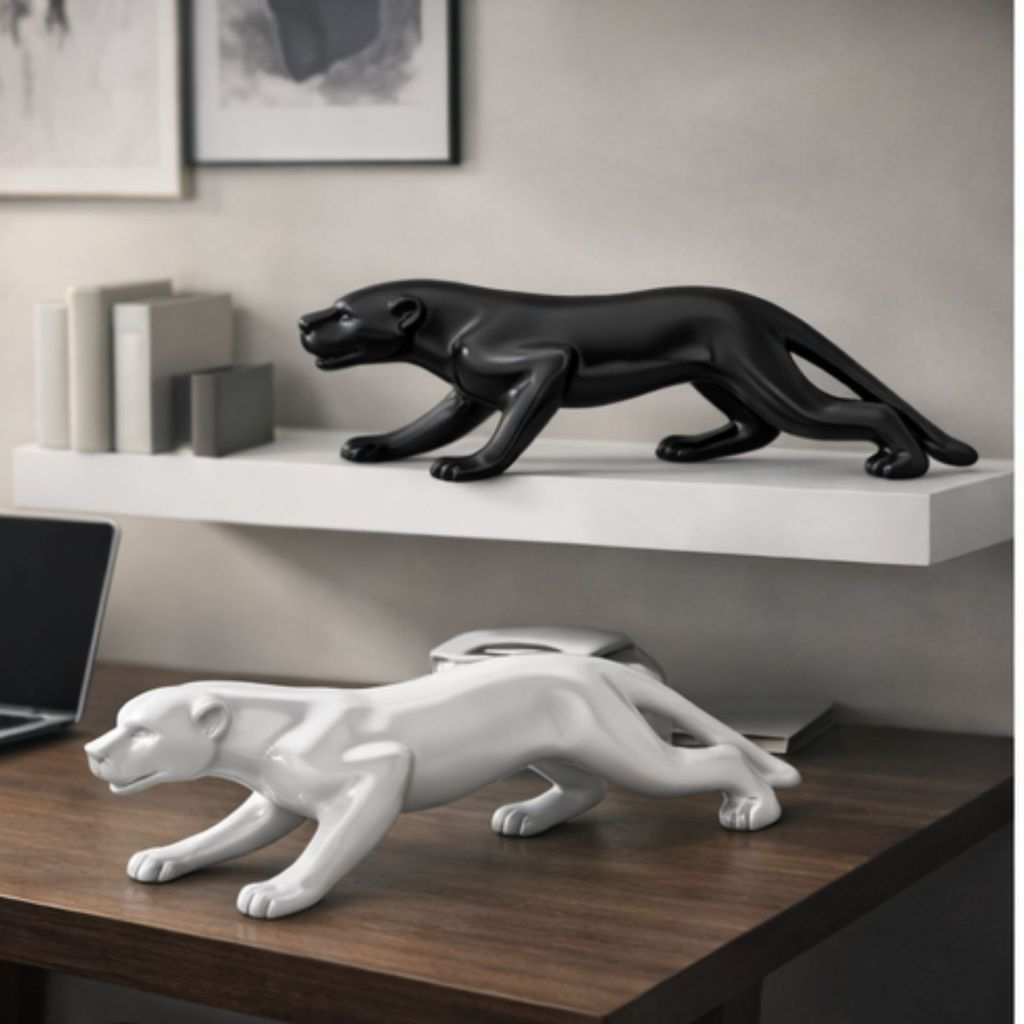 Enfeite Decorativo em Porcelana Leopardo Metalizado 27 cm