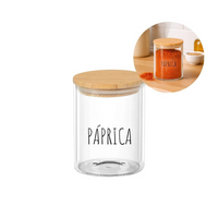 Potes Herméticos para Temperos de Vidro com Tampa de Bambu Personalizado 6x8