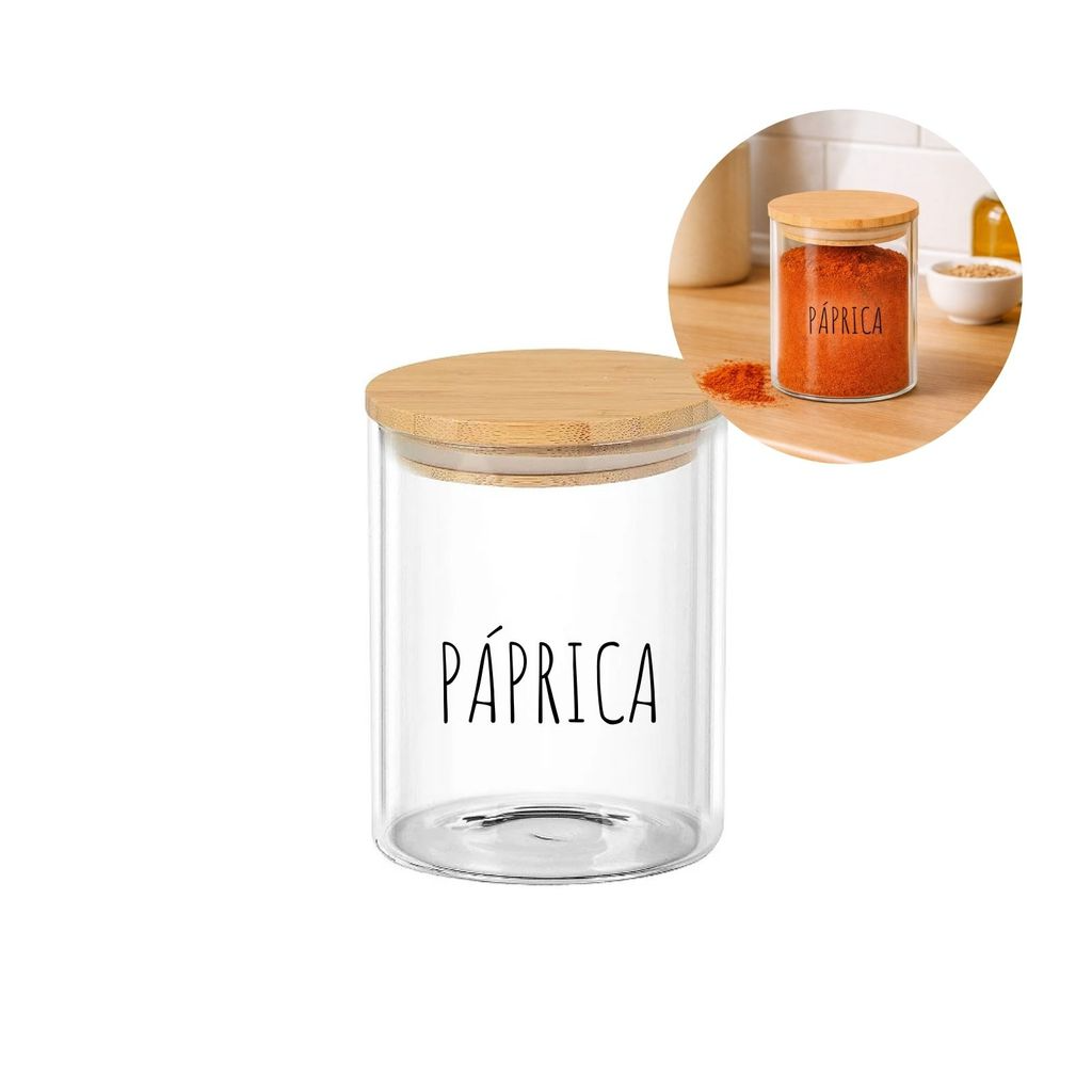 Potes Herméticos para Temperos de Vidro com Tampa de Bambu Personalizado 8x8