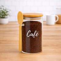 Pote Personalizado Hermético em Bambu 750ml Com Colher