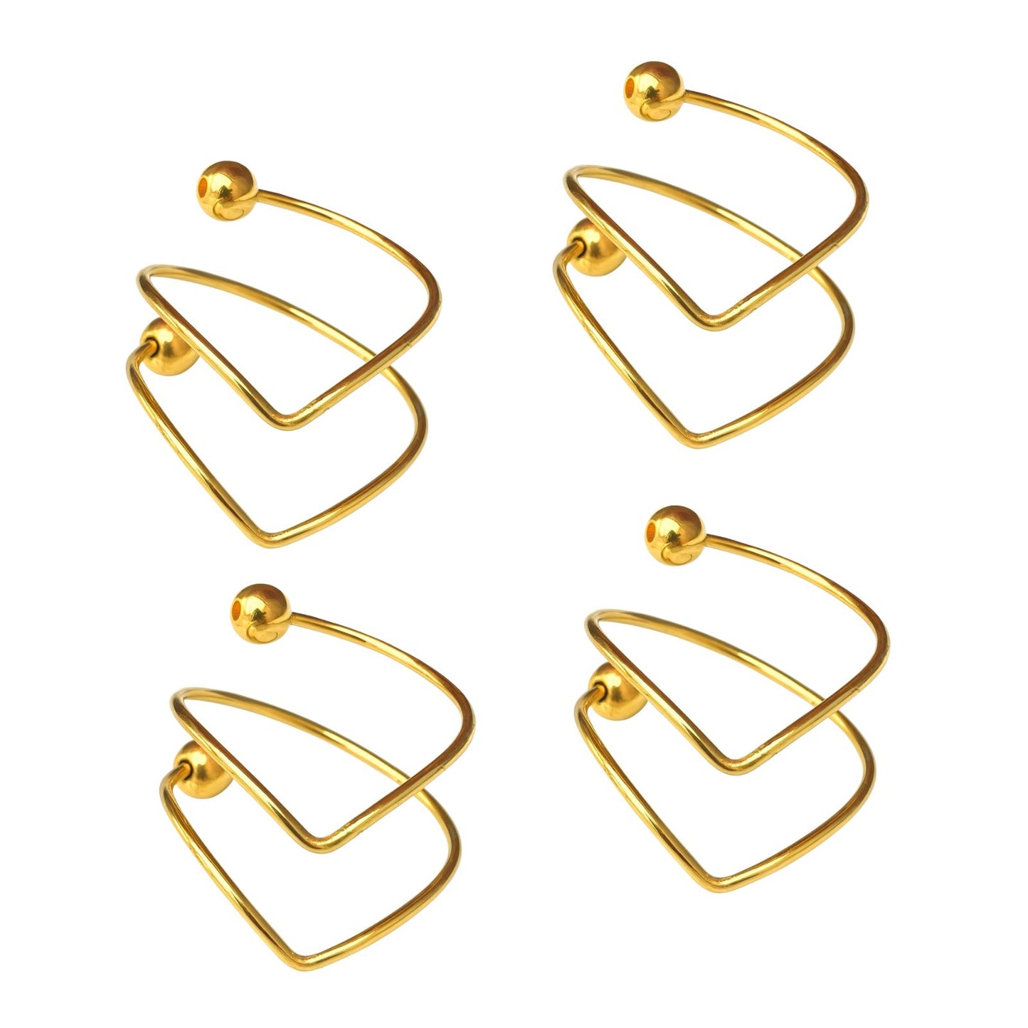 Kit com 04 Argola Porta Guardanapo Mesa Posta Minimalista Dourado Casamento