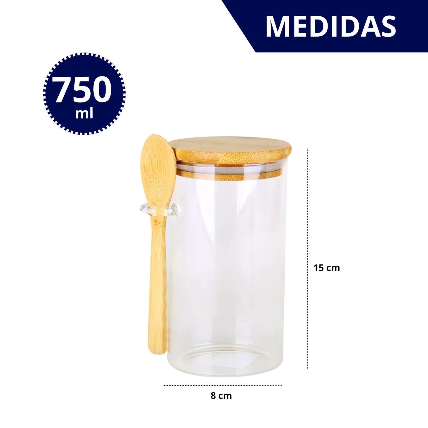 Pote Personalizado Hermético em Bambu 750ml Com Colher