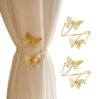 Kit 02 Prendedores de cortina Luxo Borboleta Dourada Aro Recartilhado