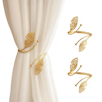 Kit 02 Prendedores de cortina Luxo Asas de Borboleta Dourada Aro Recartilhado