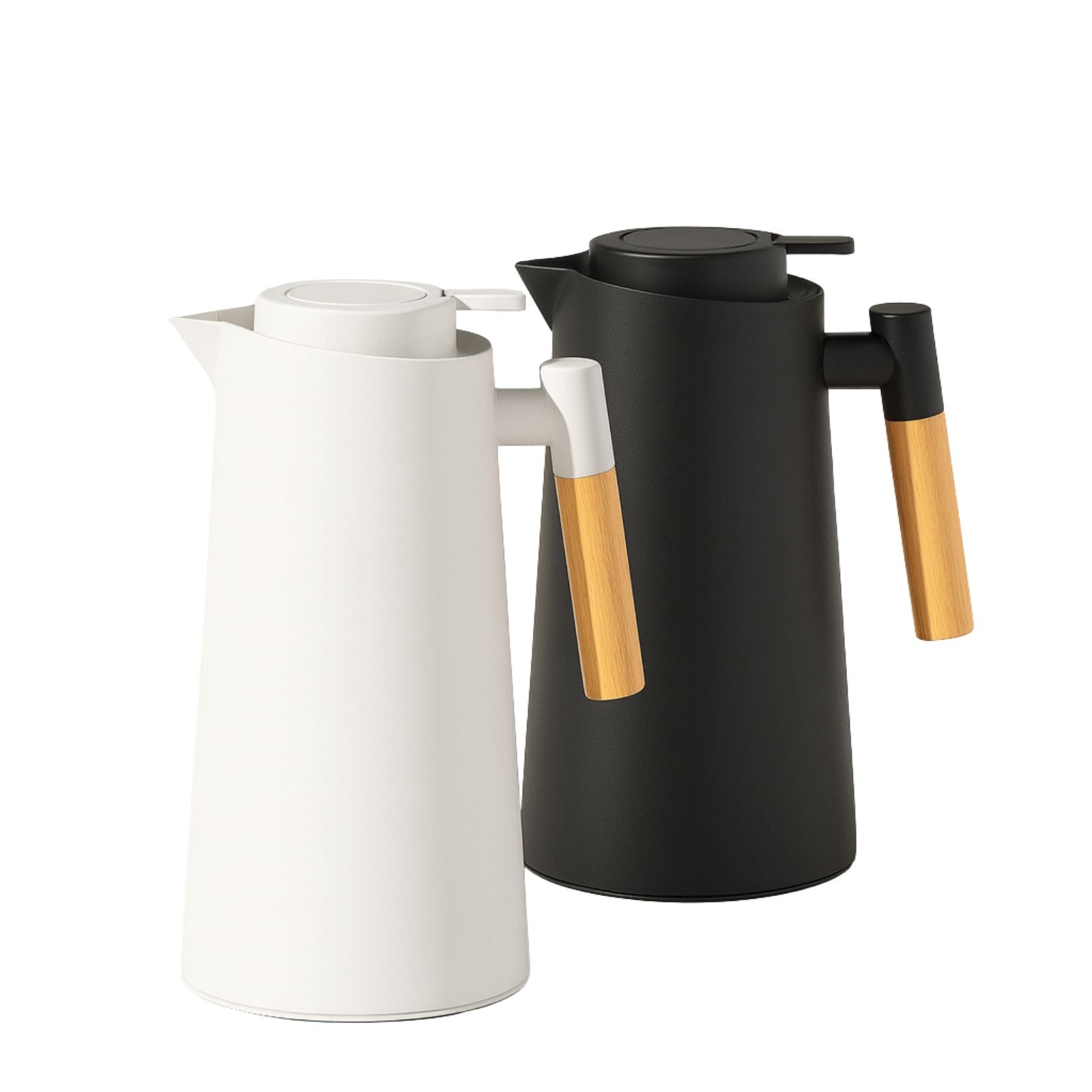 Garrafa Termica Para café Estilo Escandinavo com pegador de madeira Fosco 1 Litro