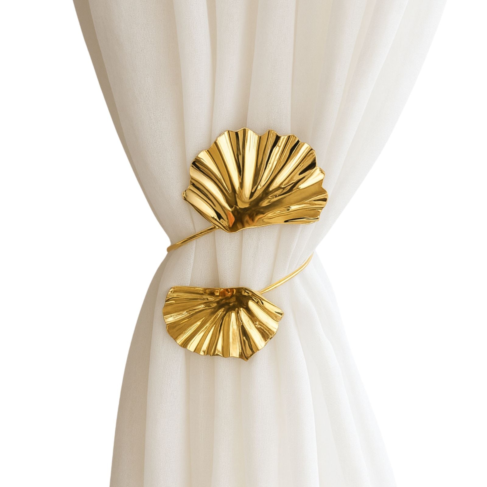 Kit 02 Prendedores de cortina Folha de Ginkgo