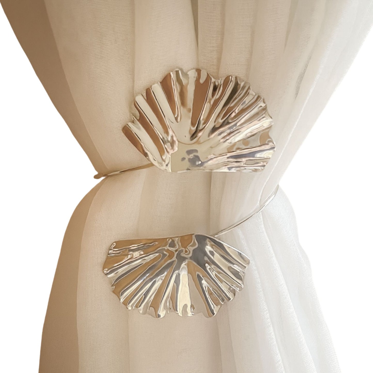 Kit 02 Prendedores de cortina Folha de Ginkgo